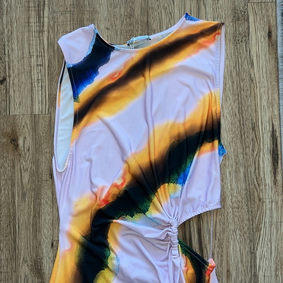 Zara Watercolor Print Cutout Dress (EUC) - Picture 5 of 10